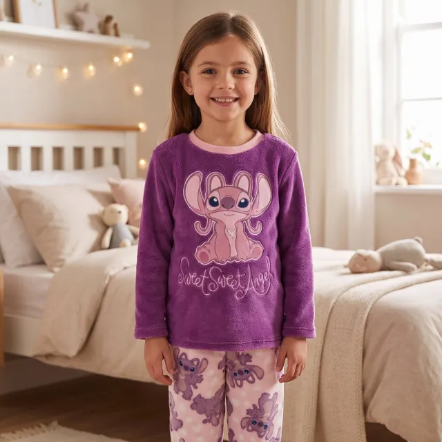 Disney Lilo & Stitch Coral-Fleece Pyjama - Paars - Kind