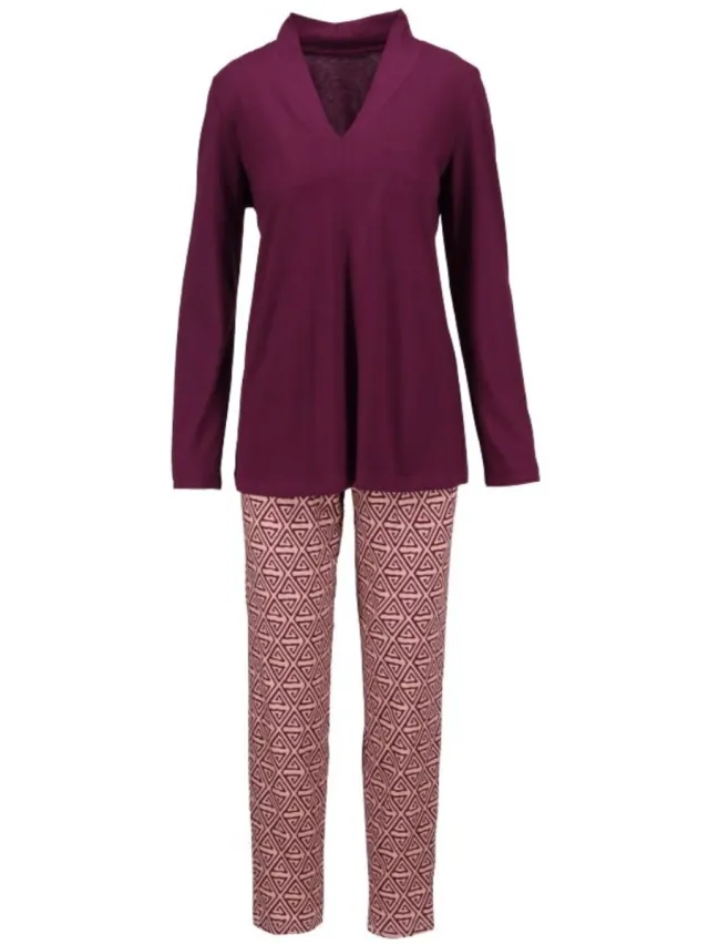 Ringella Katoenen dames pyjama wijnrood Ringella - Rood - Maat - 48