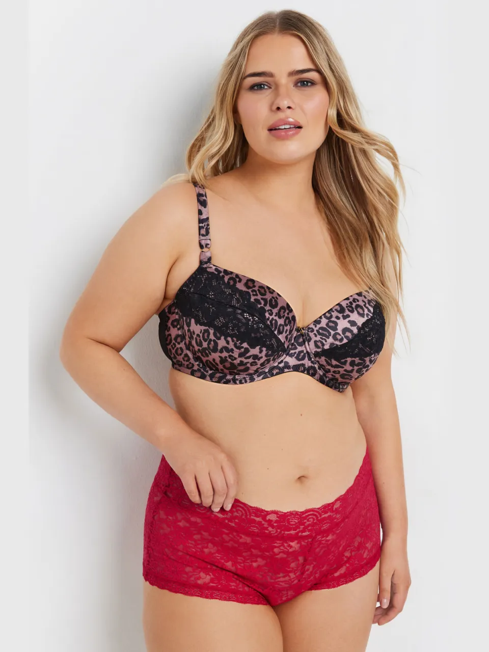 Yours Set Van Drie Paar Tailleslips Met Luipaardprint En Kant In Zwart/Rood-68, foto 5