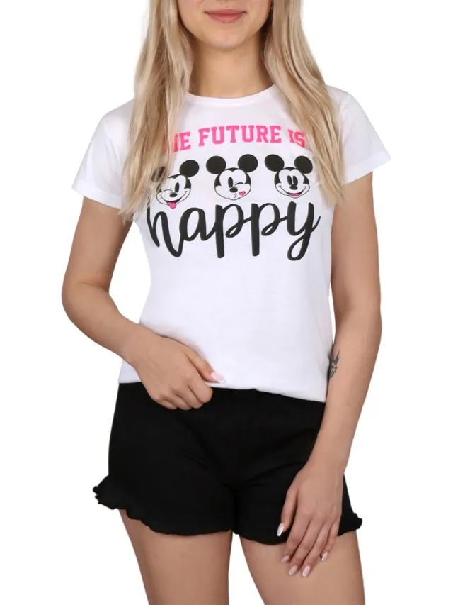 Disney Mickey Mouse Disney - Zwart-witte meisjespyjama met korte mouwen, zomerpyjama / 140