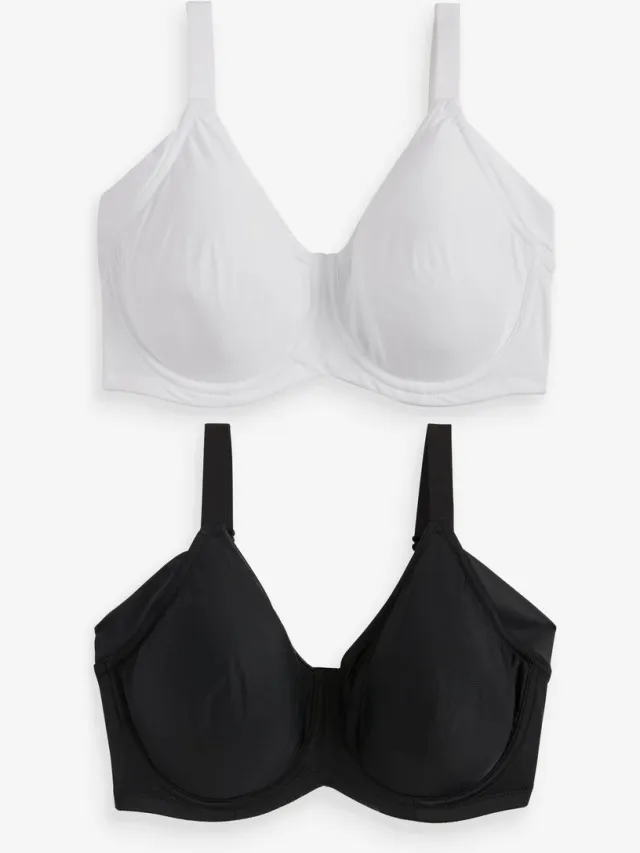 Next Dames - Set van 2 Ultimate Comfort onderarm gladmakende F-K beha's van een katoenmix zonder vulling met beugel - Zwart Black/White