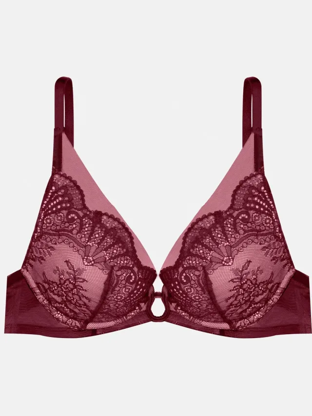 ESOTIQ Tone - Push-upbeha - Paarse kant - Decoratieve mesh Paars;Wit
