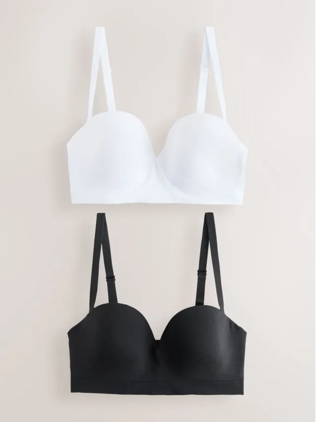 Next Dames - Set van 2 naadloze strapless- en verstelbare beha’s - Zwart Black/White