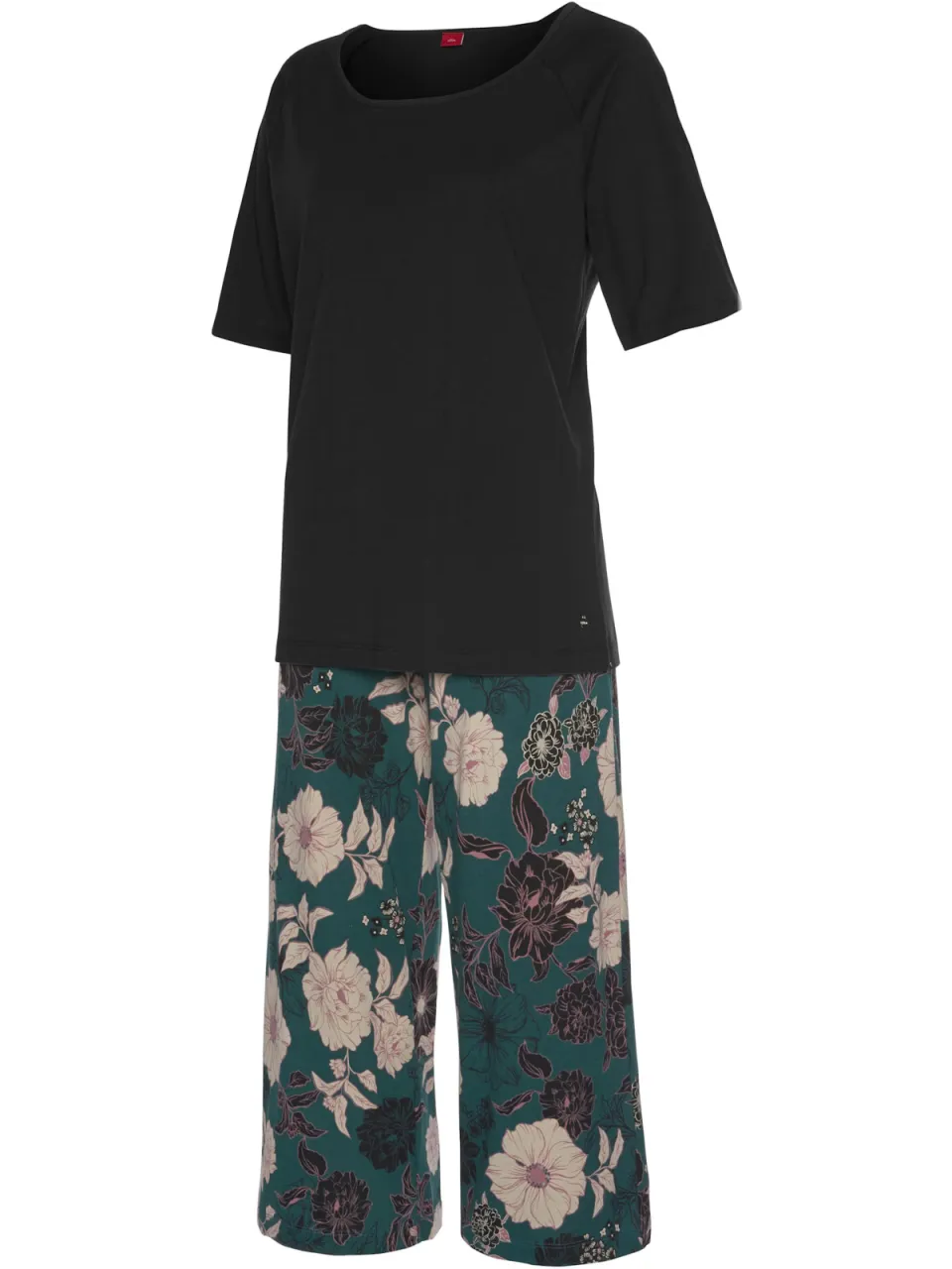 Capri-pyjama zwart/donkergroen gedessineerd, foto 2
