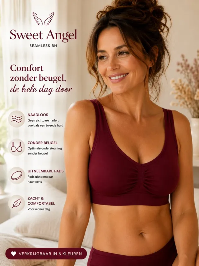 Sweet Angel Wijn Rode - BH Zonder Beugel - Voorgevormde BH - Beugelloze BH - Comfort met Vulling Uitneembaar - Push Up Bh's - Magic Bra wijn rood