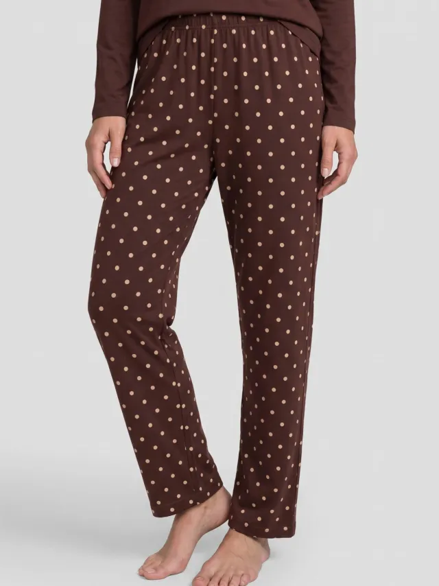 Dreamcovers pyjamaset donkerbruin met stippen donkerbruin/wit, foto 3