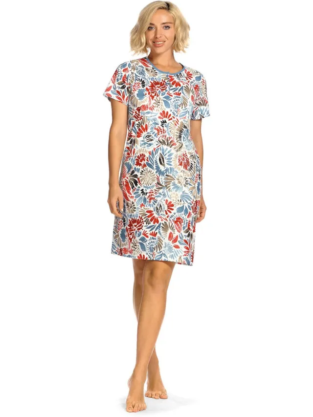 Comtessa Ascafa Nachthemd 'Jolly Wake Up' - Dames Nachtmode - Korte Mouw - Licht Blauw