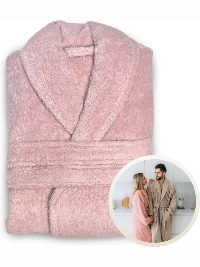 Funnies Badjas Scandinavian Pink L/XL voor Volwassenen - Unisex Badjas / Ochtendjas / Douchejas - Gemaakt van 100% Zuivere Katoenen Badstof - Zacht, Comfortabel en Absorberend - Perfect voor Sauna, Bad, Zwemmen of Ontspanning