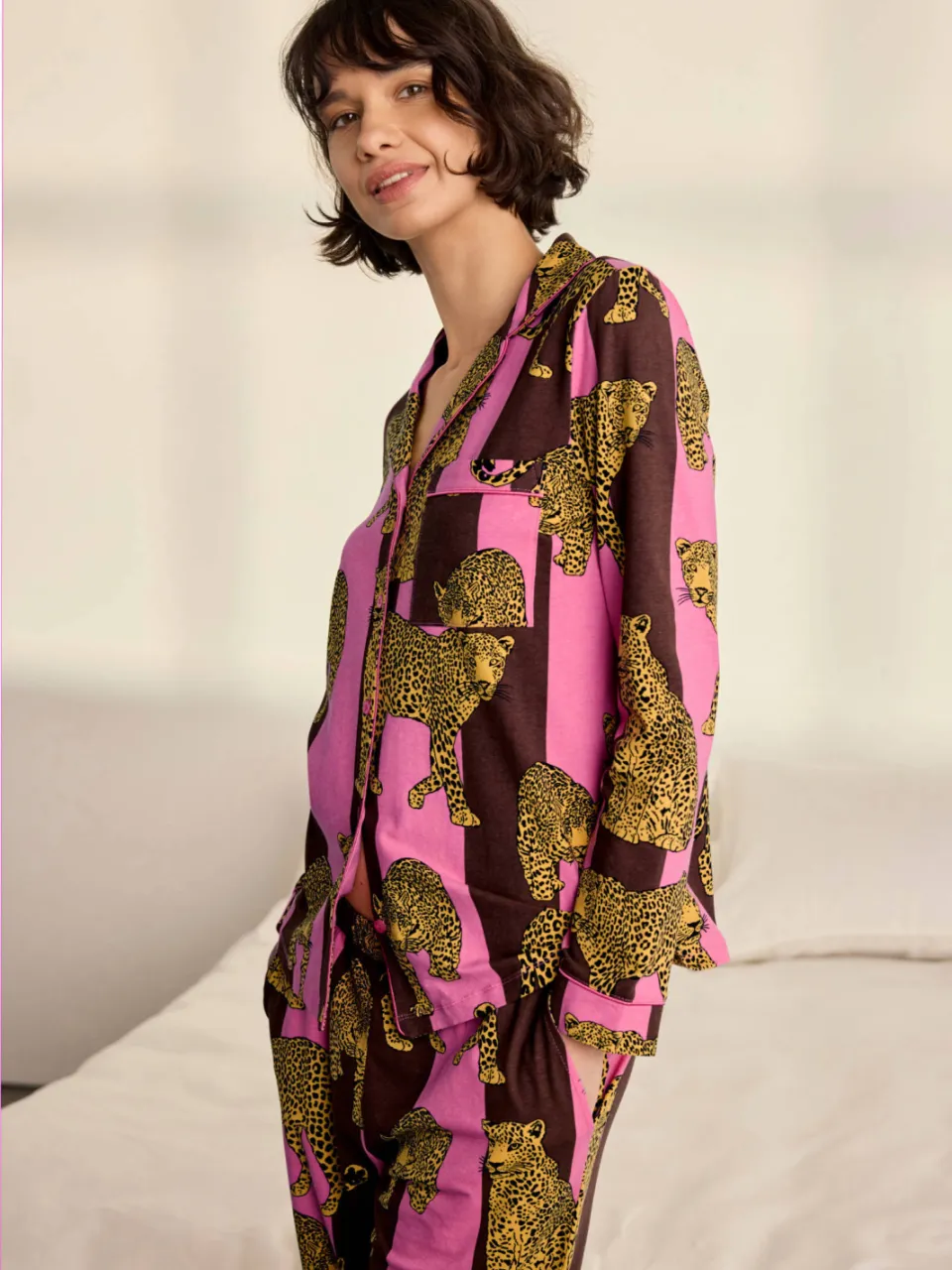 Chelsea Peers pyjamaset roze Roze/donkerpaars/groen