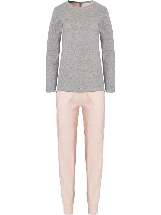By Louise Dames Pyjama Set Lang Grijs/Roze