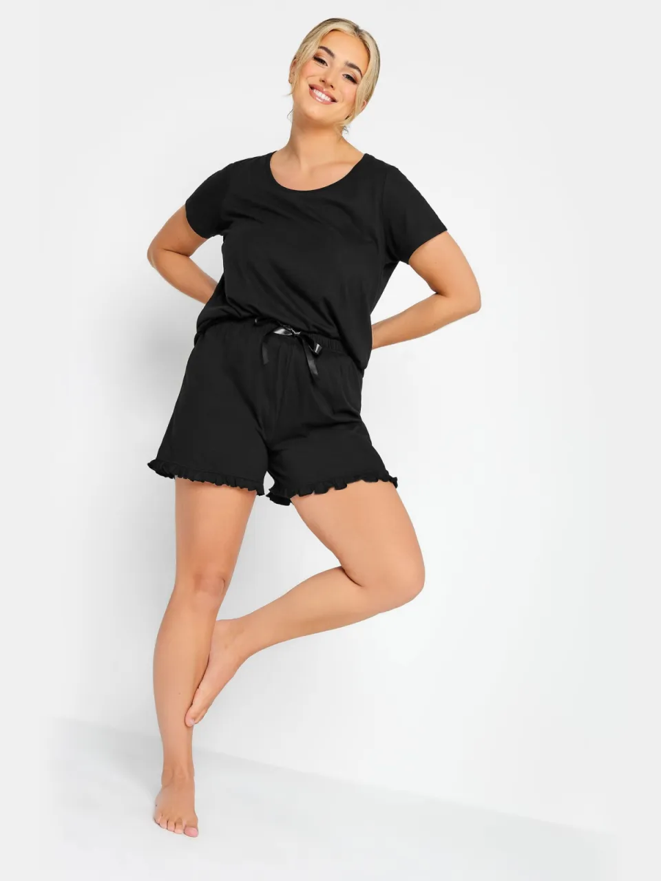 Yours Zwart Katoenen Pyjamabroekje Met Ruchessize 54-56 Black