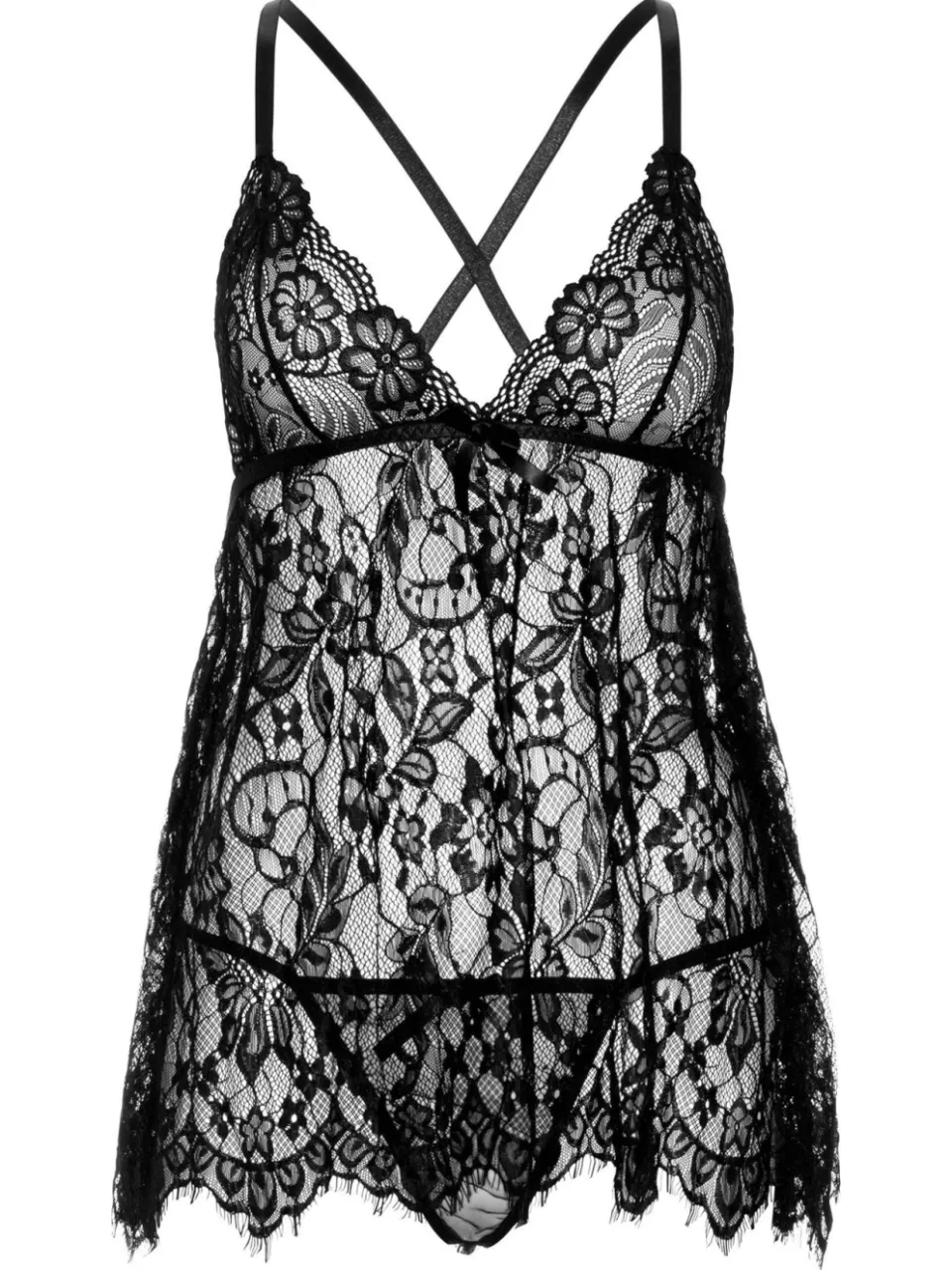Leg Avenue kanten babydoll met string zwart, foto 3