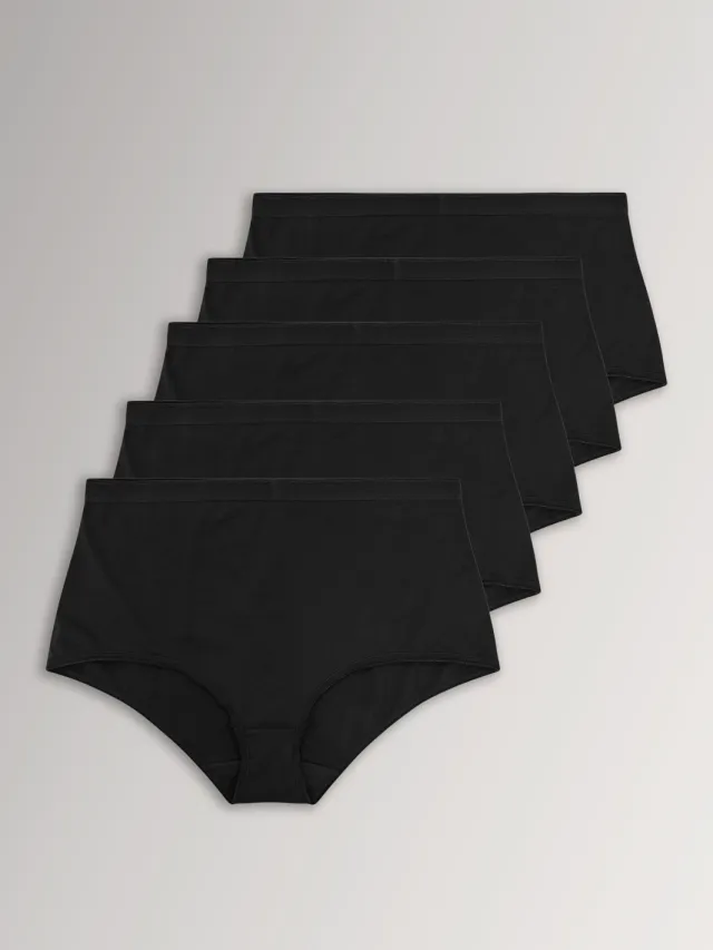 Yours 5 Pack Tailleslips Van Katoenmix Met Stretch In Zwart-48 Black