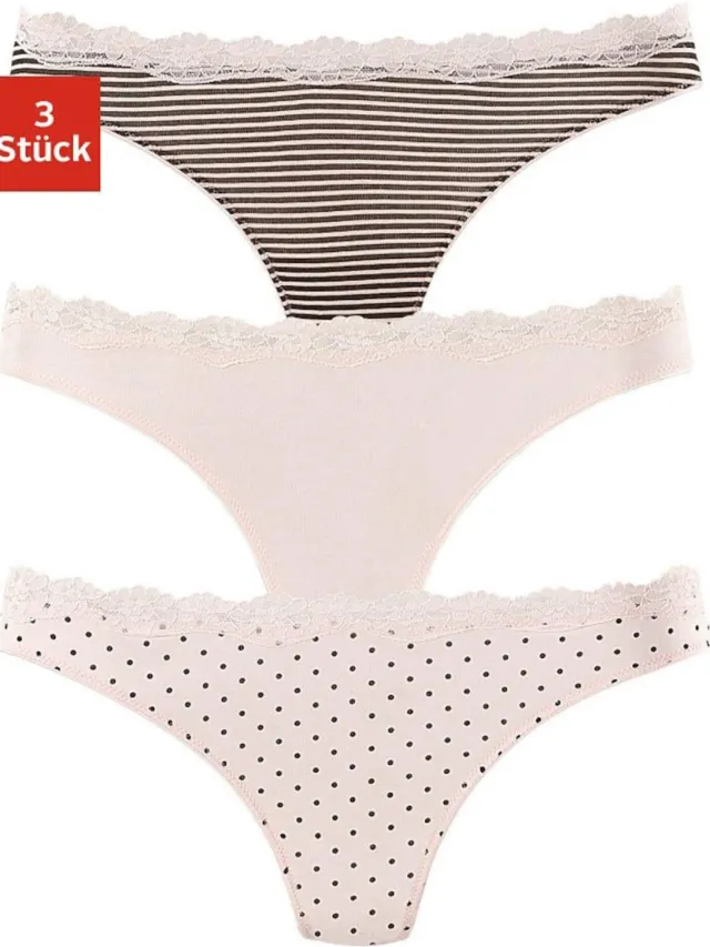 string 3-pack effen roze, gestippeld en gestreept effen roze, gestippeld/gestreept, gestreept