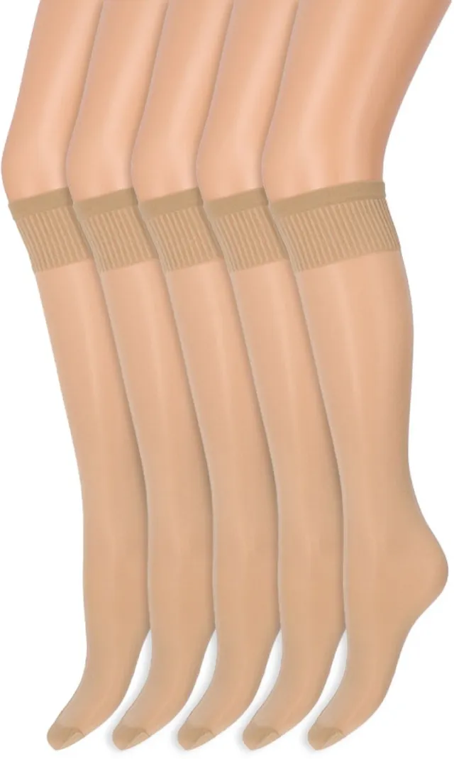 Marianne Drukvrije Pantykousen | Lycra | 20 Denier | Merk: Marianne | Maat: One Size | Kleur: Sekt | 5 Paar Beige