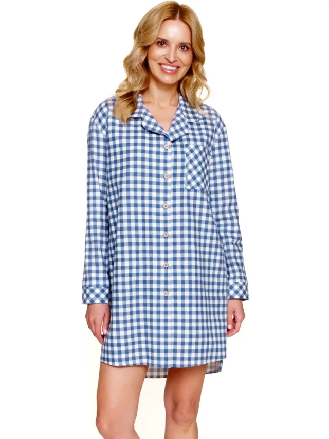 Doctor Nap Nachthemd Flanel Blue Jeans TM.7300 Blauw