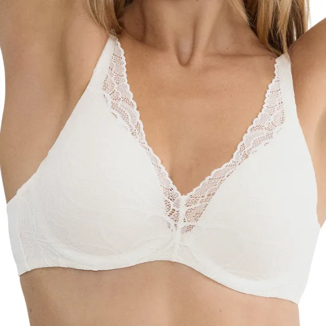 Triumph BH Body Make-up Illusion Lace - Kanten beugel bh met brede zachte bandjes - Voorgevormd - 90D - Wit