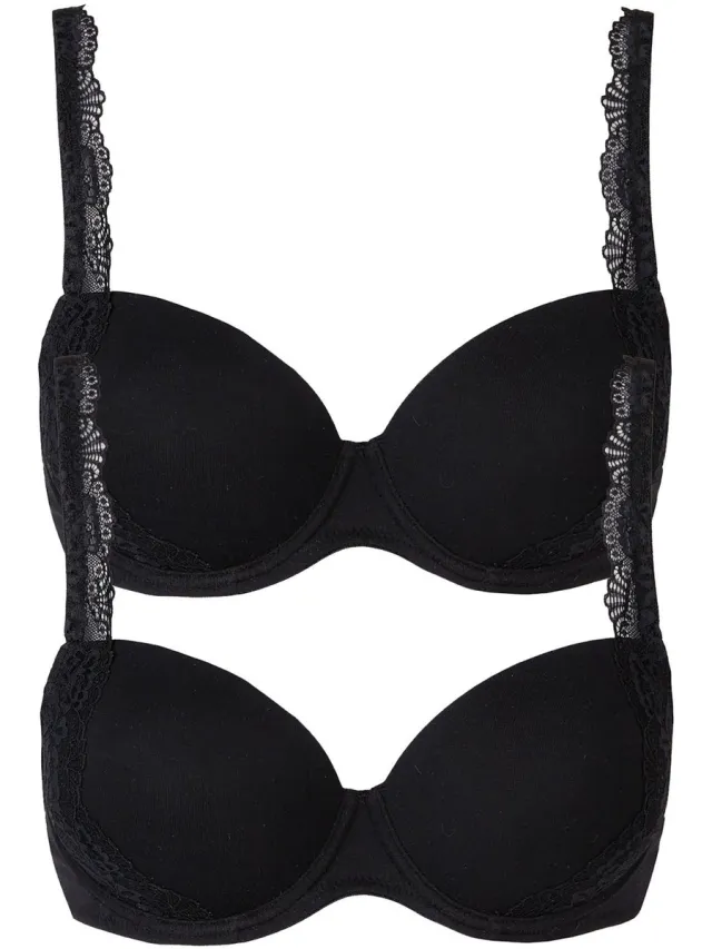 Nina von C. 2-pack bh met cups Romance Zwart Zwart