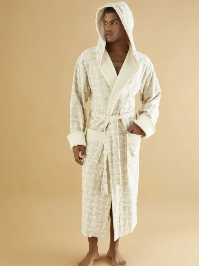 A Sense of Love Heren Luxe Badjas Billie / maat% Katoen creme