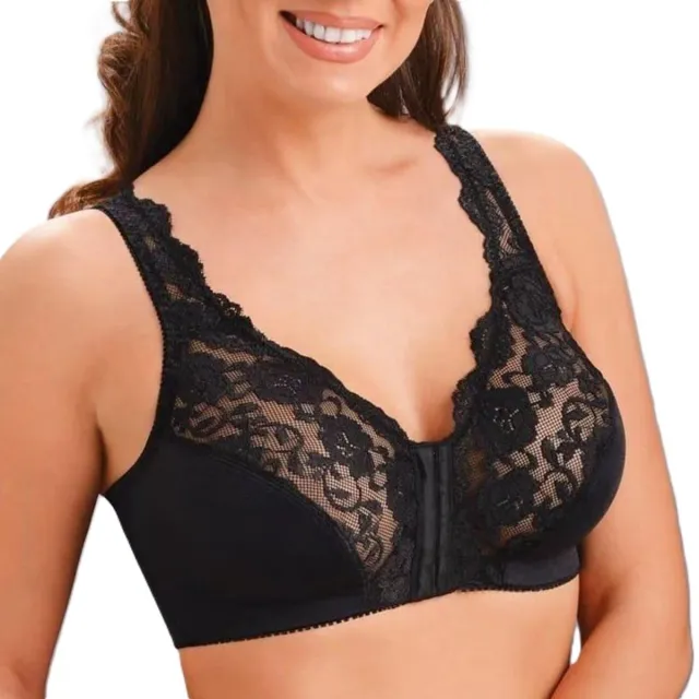 LOUZIR Comfortabele Push Up BH - BH met voorsluiting - BH zonder Beugel - Comfort BH - Onzichtbare BH - Ondersteunende BH - Zwart - LOUZIR