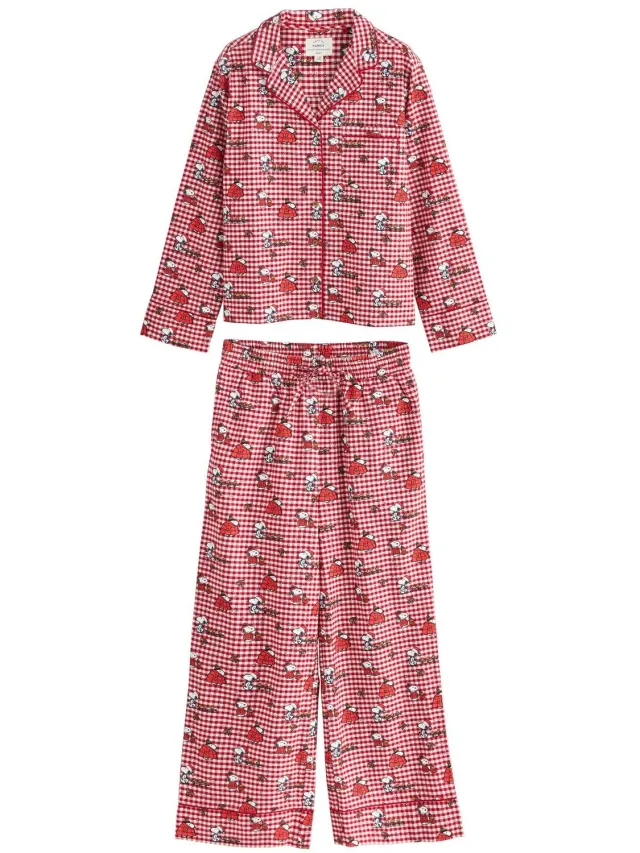 Next Dames - Matching Family Petite kerstpyjama van flanel met knopen - Petite - Rood