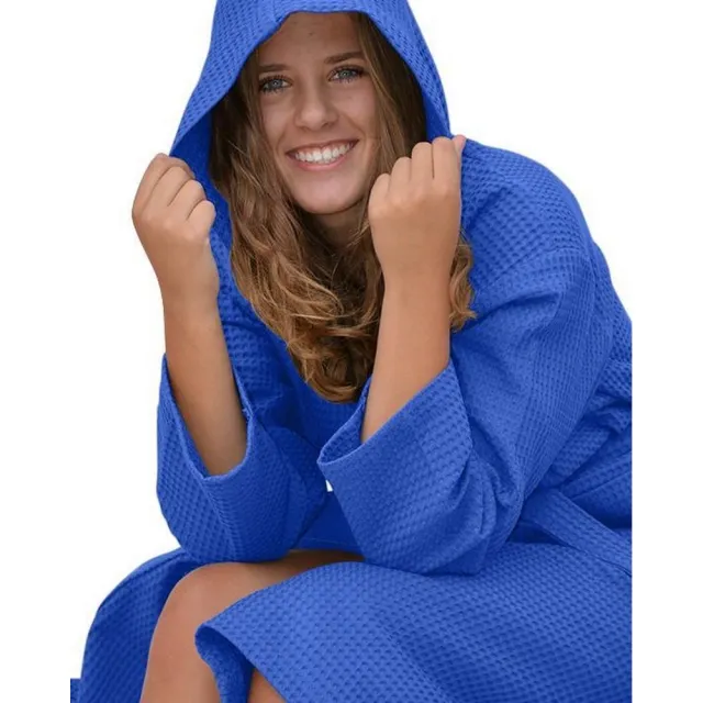 ARTG Dames/Dames Robezz Wafel ochtendjas met capuchon (Echt blauw) Middelblauw