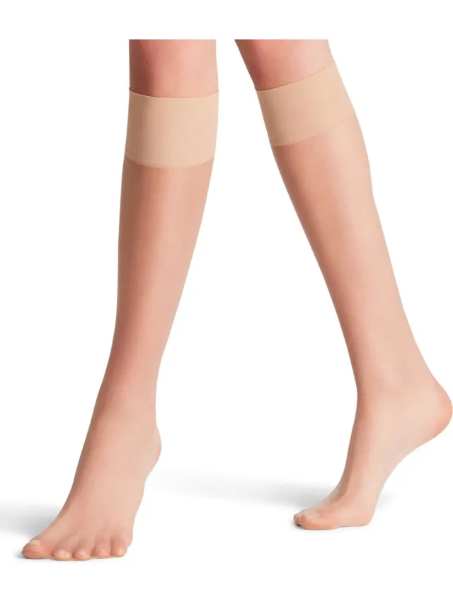 Falke Shelina eenkleurig materiaal transparant 12 DEN kniekousen dames transparant-38 beige 4169