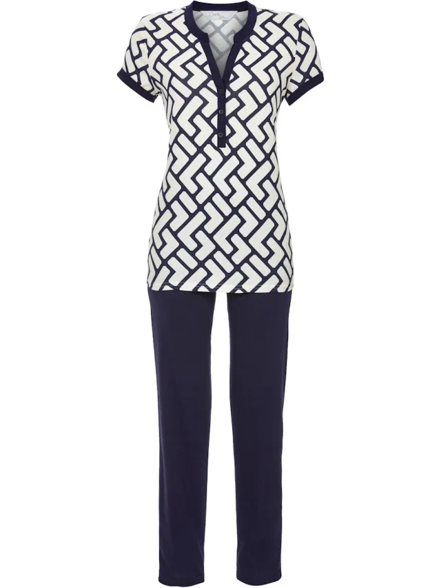 Ringella pyjama met grafisch patroon - Blauw - Maat - 44