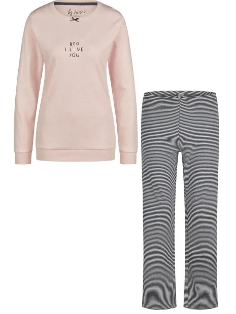 By Louise Dames winter pyjama set lang interlock roze Veelkleurig