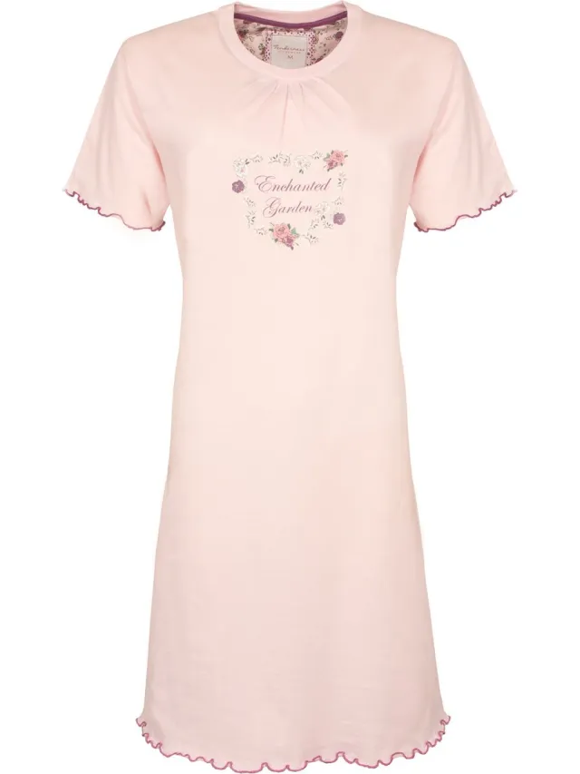Tenderness Dames Nachthemd - Enchanted Garden Print - Zacht Roze