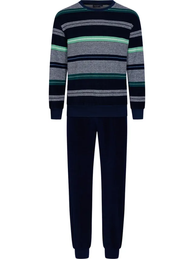 Pastunette Heren katoenen pyjama met lange mouwen - Blauw