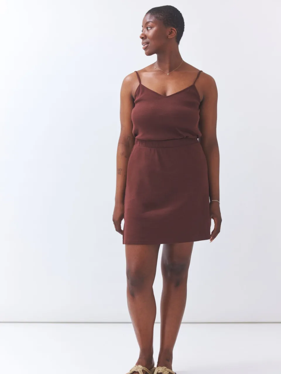 Baìge the Label dames vegan Minirok Bay Donkere Chocolade Bruin