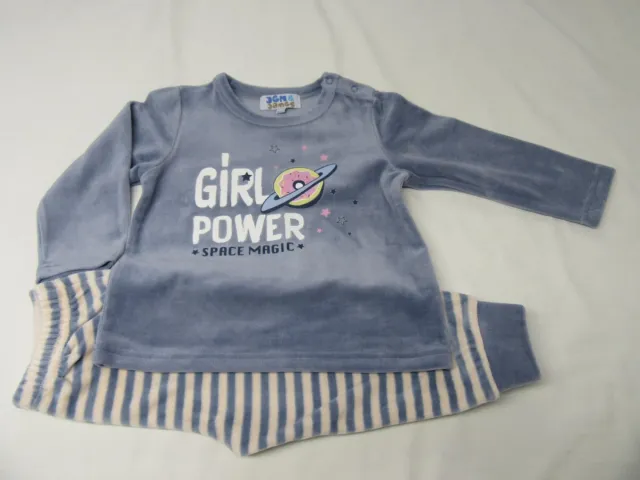Wiplala Jen & James - Pyjama - Velour - Meisje - Girl power - 4 jaar 104 blauw met roze