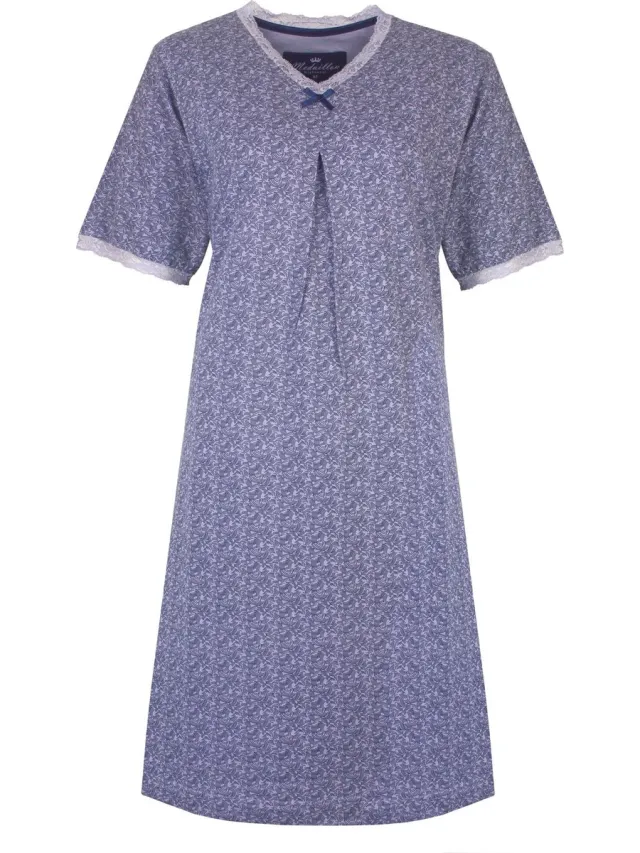 Medaillon Dames Nachthemd - Slaapkleedje - Lavendel Blauw
