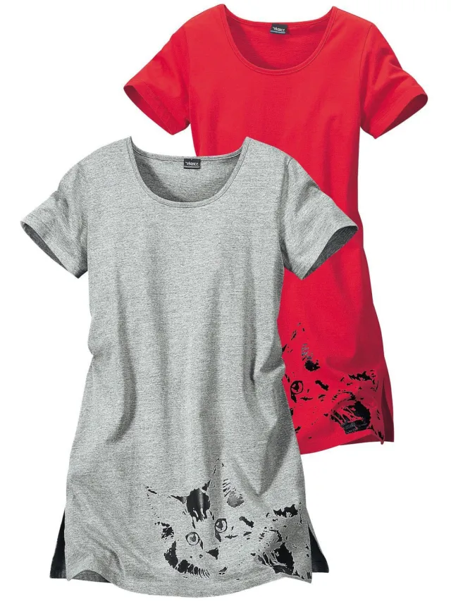 nachthemd grijs rood/grijs