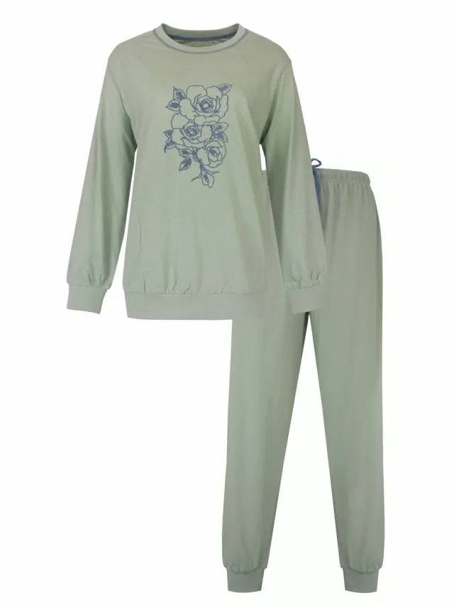 Tenderness Dames Pyjama - Lange Mouwen - Licht Groen
