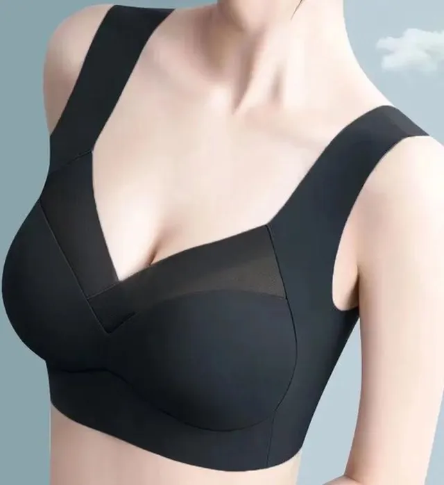 Wow Peach Full Coverage Seamless Bralette - BH - Bustier - Comfy - Ademend - Naadloos - Ondersteuning - Valt kleiner uit - Zwart - Maat: Large