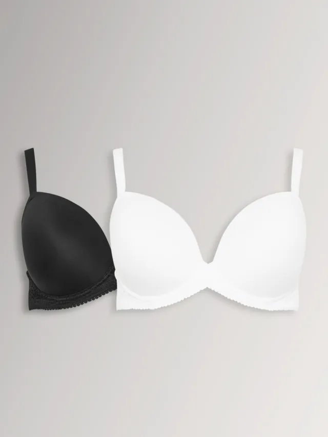 Yours 2 Pack Plus Size Witte En Zwarte Zachte Gevormde Tshirtbh's Met Beugel, foto 2