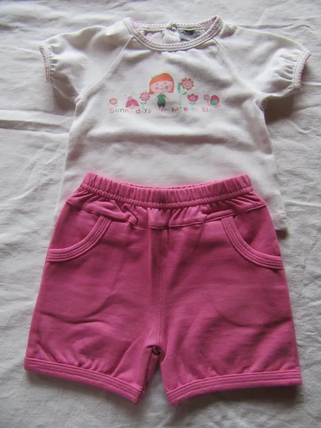 Wiplala Pyjama - Wit & rose - Sunny days - 6 maand 68 wit / rose