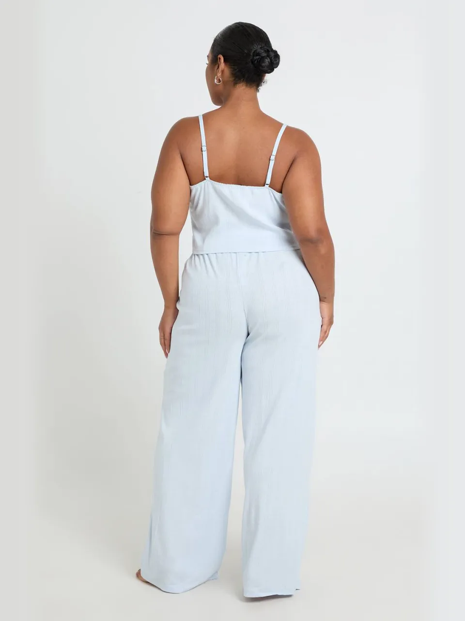 boohoo Dames Plus Pointelle Hemdje Pyjama Top babyblauw, foto 2