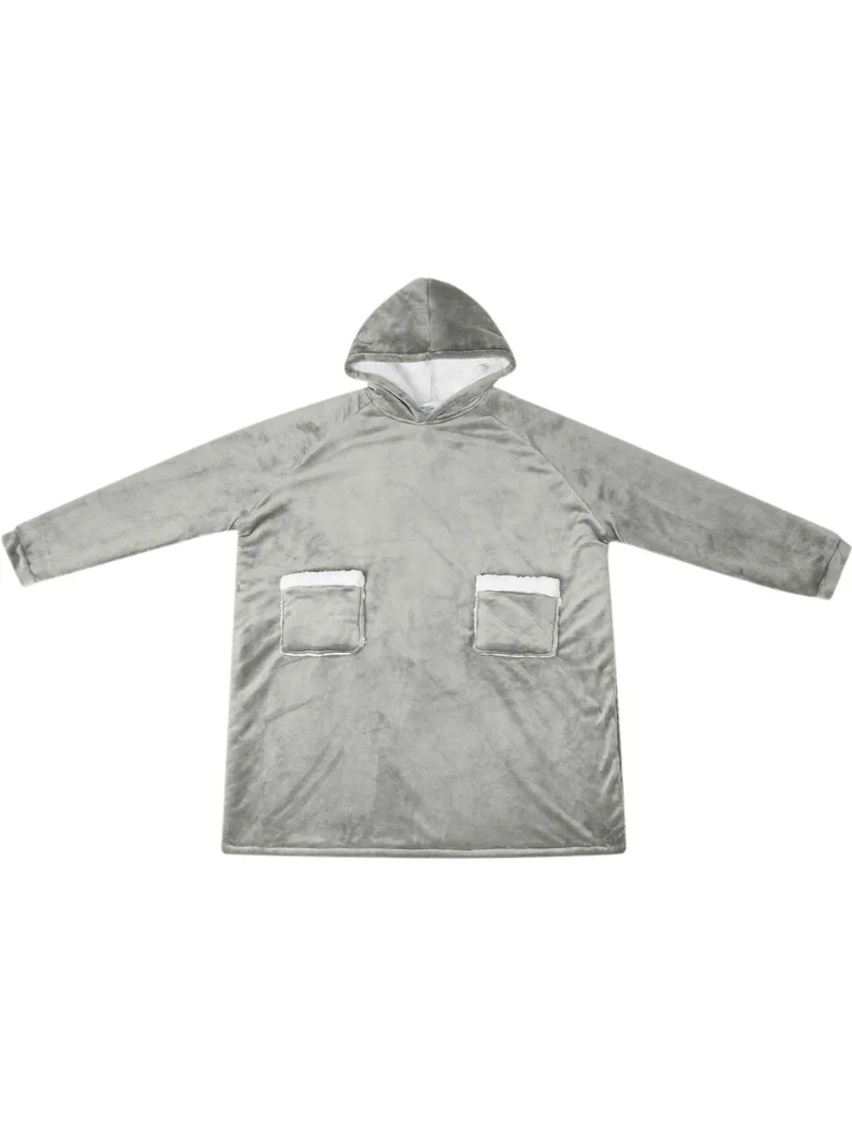 vidaXL Deken hoodie Grijs L Fleece en Flanel, foto 2