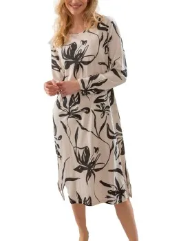 Trofé Trofe Graphic Long Sleeved Nightdress Zwart,Wit,Versch.kleure/Patroon