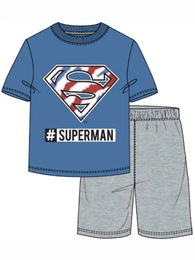 Superman pyjama - korte mouw - maat 128 / 8 jaar blauw