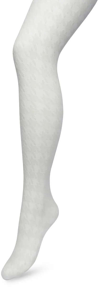 Bonnie Doon Houndstooth Panty 50 Denier Grijs Dames - Pied de Poule - Print - Gladde Naden - Maximaal Draagcomfort - Houndstooth Tights - Chique Panty - Feestelijk - Grijs/Wit - Grey - BP221903.235