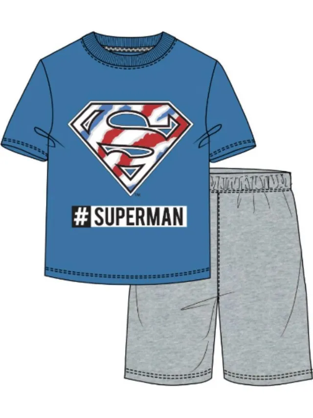 Superman pyjama - korte mouw - maat 116 / 6 jaar blauw