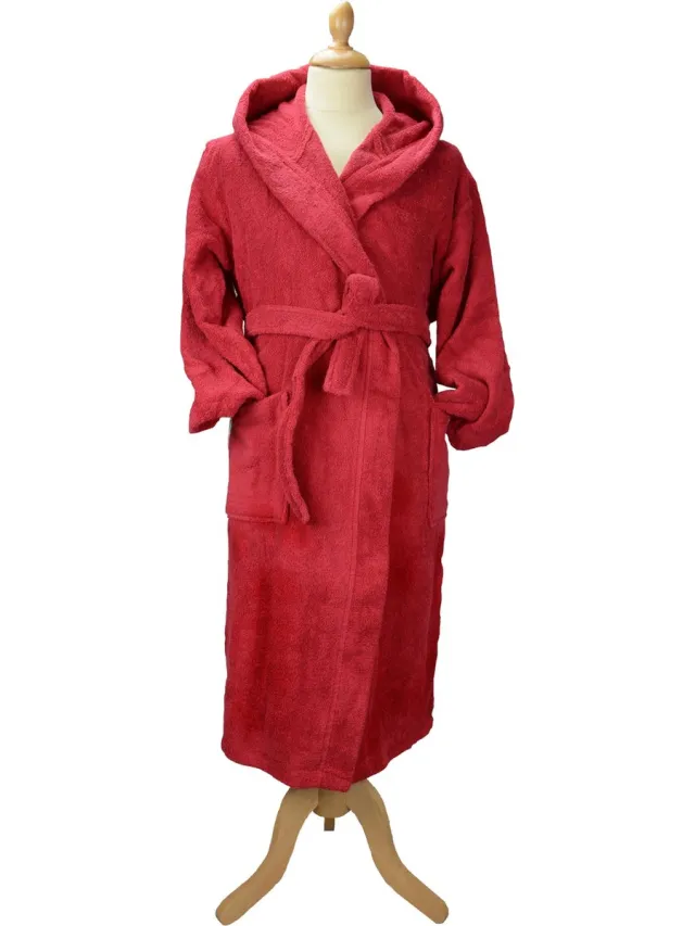 ARTG Robezz - Badjas met Capuchon - 100% Katoen - Badstof - Donker Rood - Deep Red - (2XL) Donker Rood - Rood - Deep Red