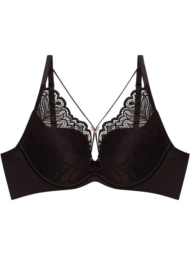 ESOTIQ Korin - Push-upbeha - 80D - Donkerbruin - Kant met sierbandjes