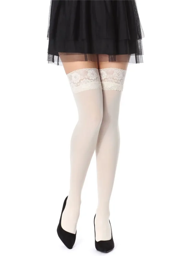 Bellivalini Dames Hold-Up Kousen - 60 Denier - licht glanzend - elastisch - Polyamide - BLV-FI-1005 - Ecru