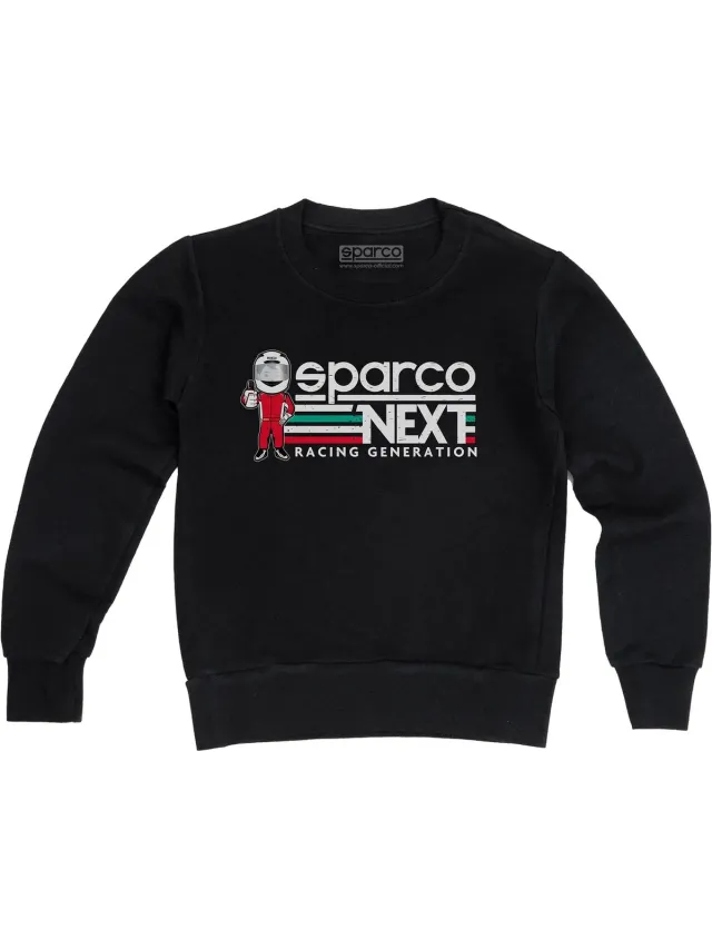SPARCO Kindersweater Next Generation Sweater Heren & Dames - Racing Sweater - Zwart-4 jaar