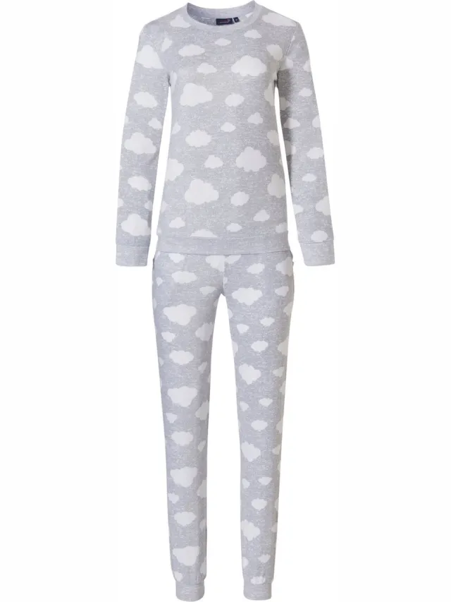 Rebelle dames pyjama - Wolkjes - grijs mêlee Grijs mêlee, wolkjes